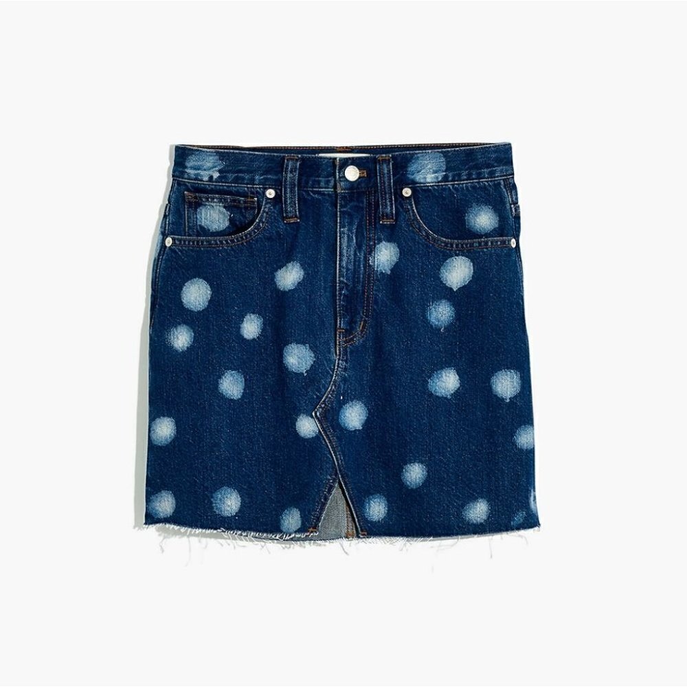 MADEWELL Denim-A-Line Polka Dot Micro and Ultra Mini Denim Skirt
